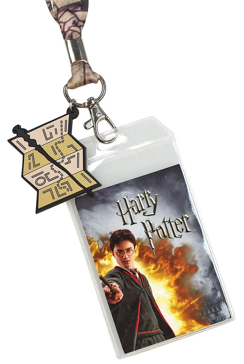 Bioworld Harry Potter I Solemnly Swear That I Am Up to No Good Lanyard w/Badge Holder and Marauders Map Rubber Charm - Image 2